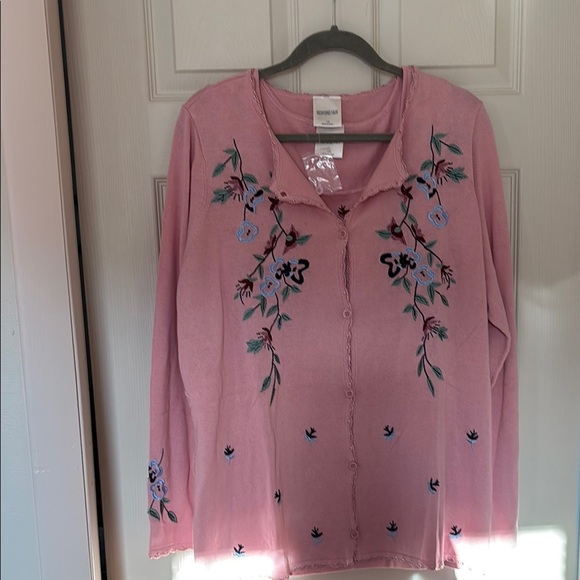 Pink Floral Embroidered Cardigan - Picture 1 of 1
